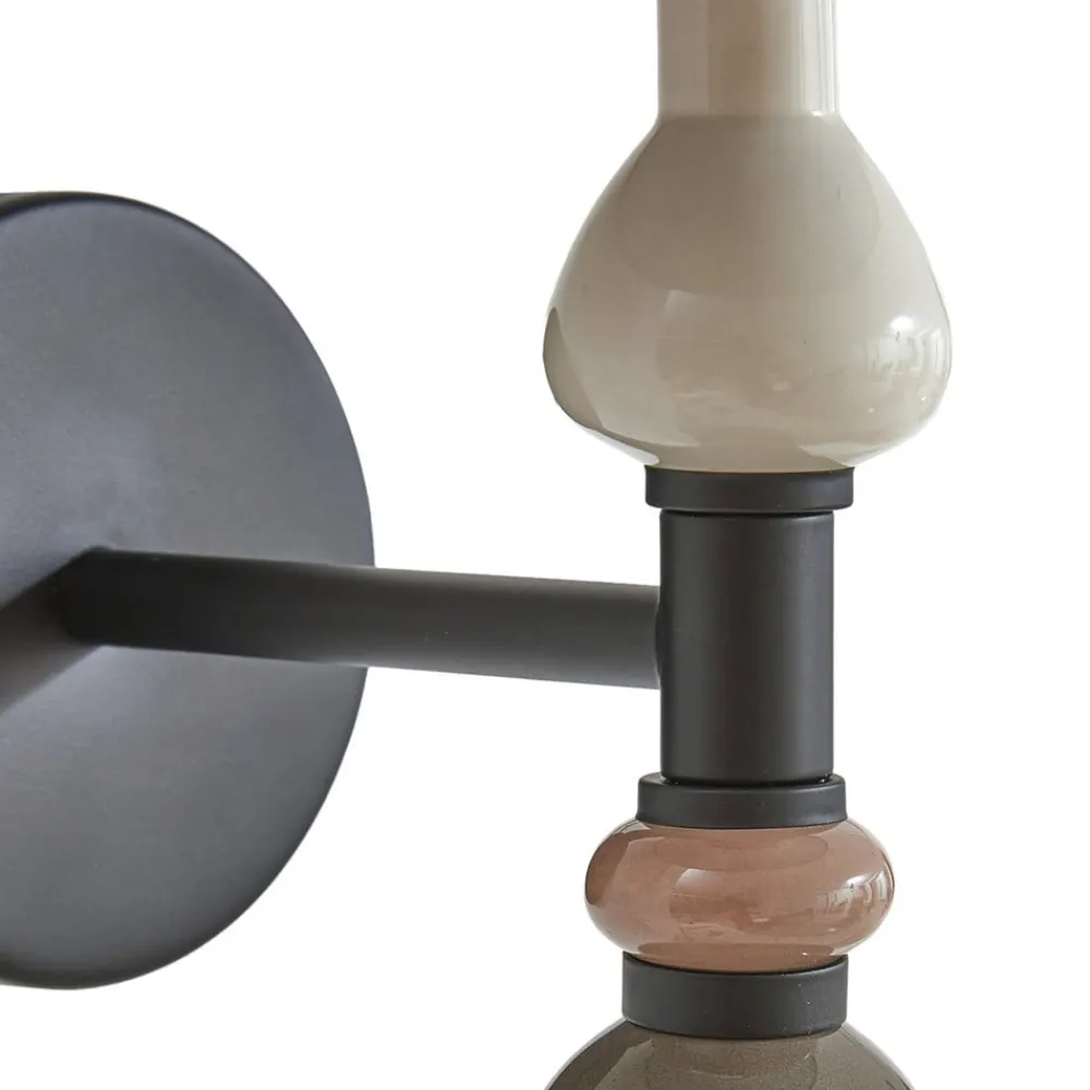 Lindby Væglamper|Væglamper>væglampe Haldorin, grå/sort, tekstil, 58 cm