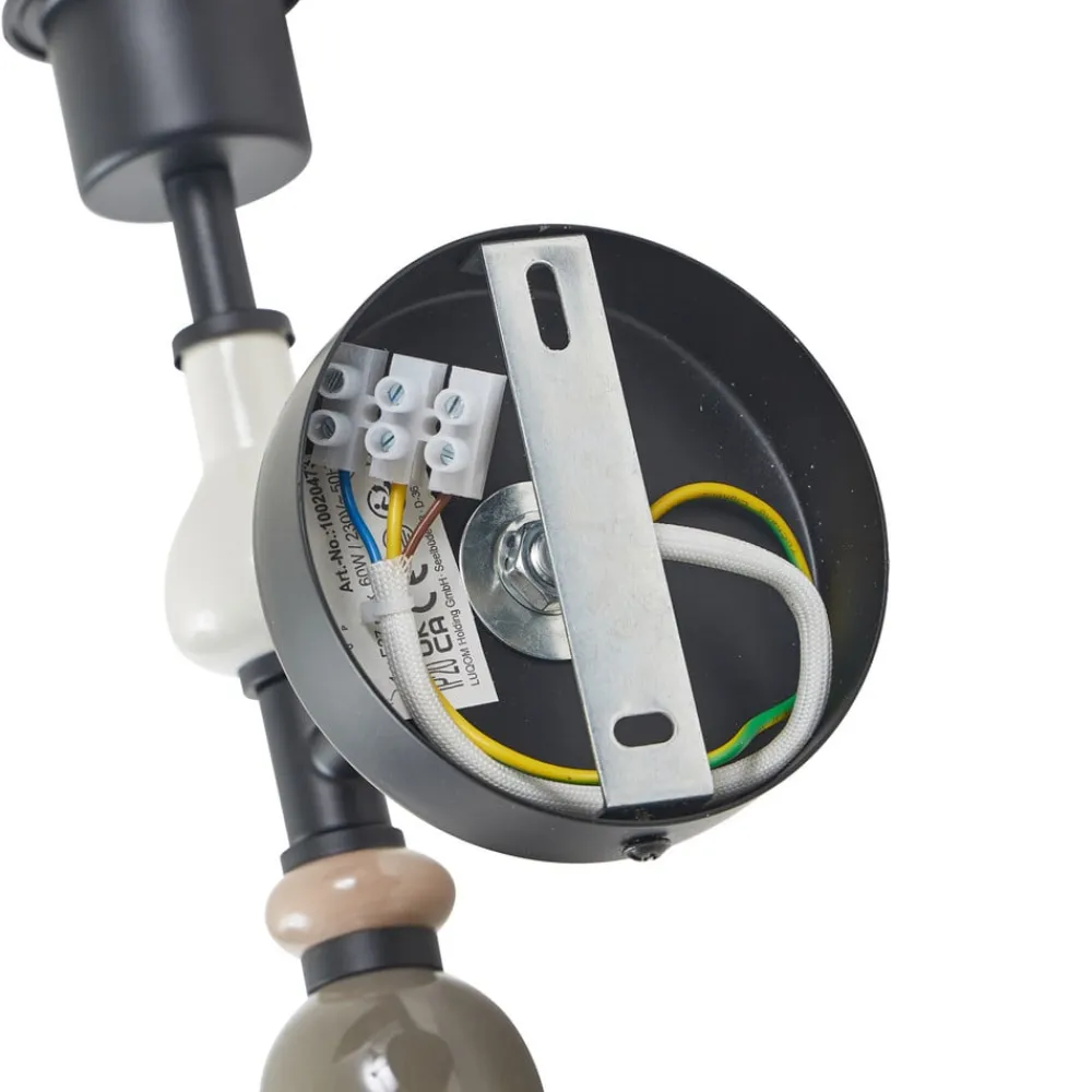 Lindby Væglamper|Væglamper>væglampe Haldorin, grå/sort, tekstil, 58 cm