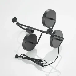 Lindby væglampe Hanjo, højde 50 cm, sort, metal