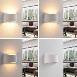 væglampe Heiko, sæt af 3, op/ned, gips, hvid^Lindby Best