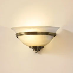 Lindby Gang|Væglamper>væglampe Irimia, 31 cm, antik messing, glas