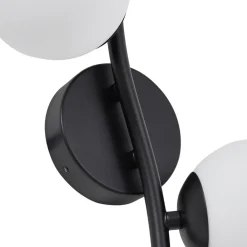 væglampe Josiana, opal/sort, 48 cm, kugle, glas^Lindby Hot