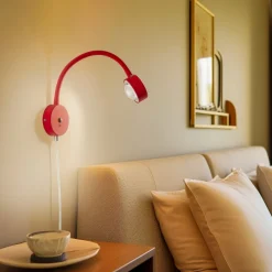 Lindby Arbejdsrum/Kontor|Væglamper>væglampe Jyla, rød/hvid, linse, 3000K, GX53, fleksibel arm