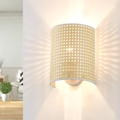 Lindby Gang|Pendellamper>væglampe Lautaro, bambus, 25 cm høj, E27