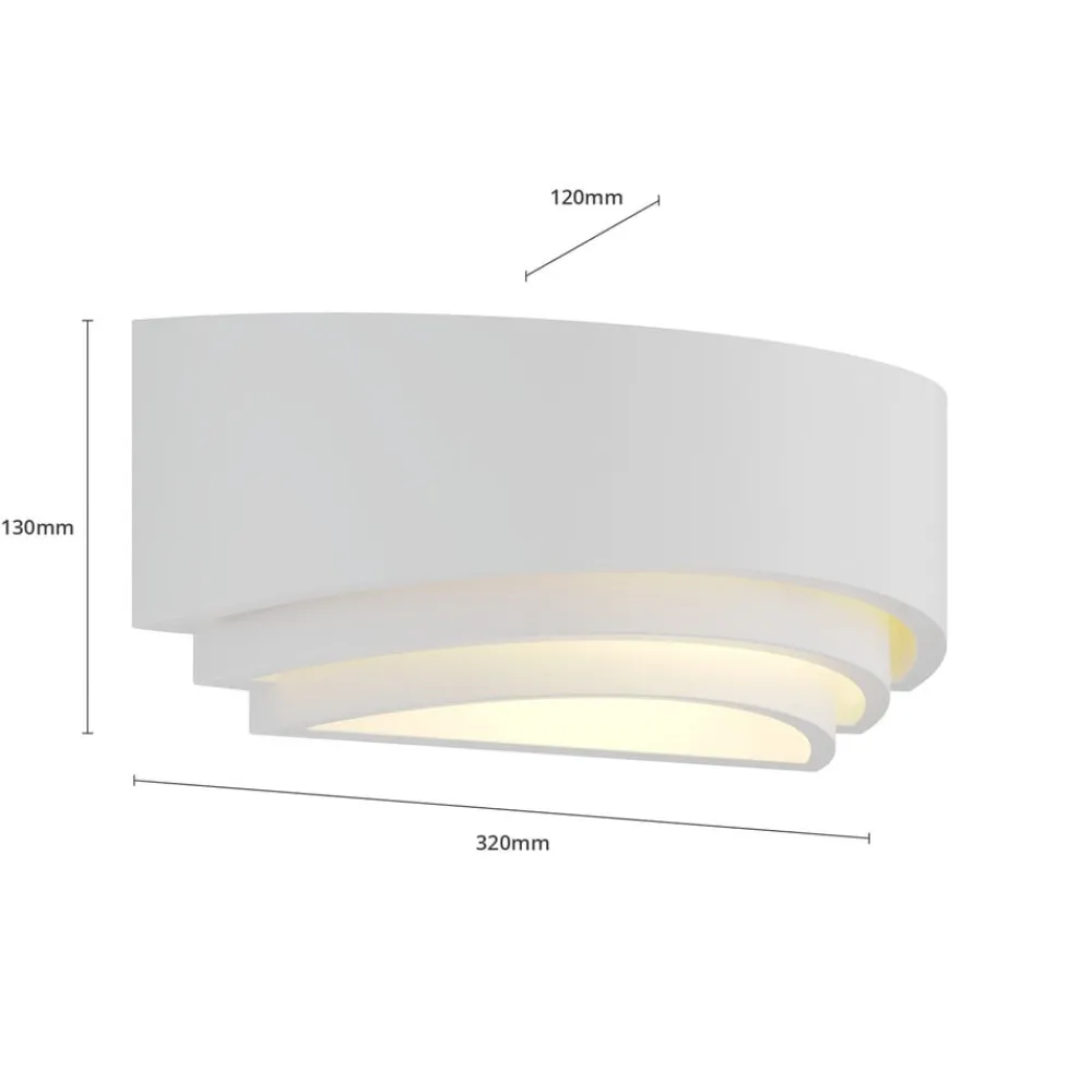 Lindby Væglamper|Væglamper>væglampe Lucien, hvid, gips, kan males, op/ned, E14