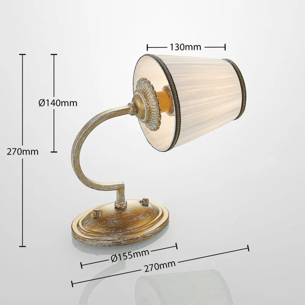 væglampe Lumiel, creme/messing, tekstil, 27 cm^Lindby Clearance