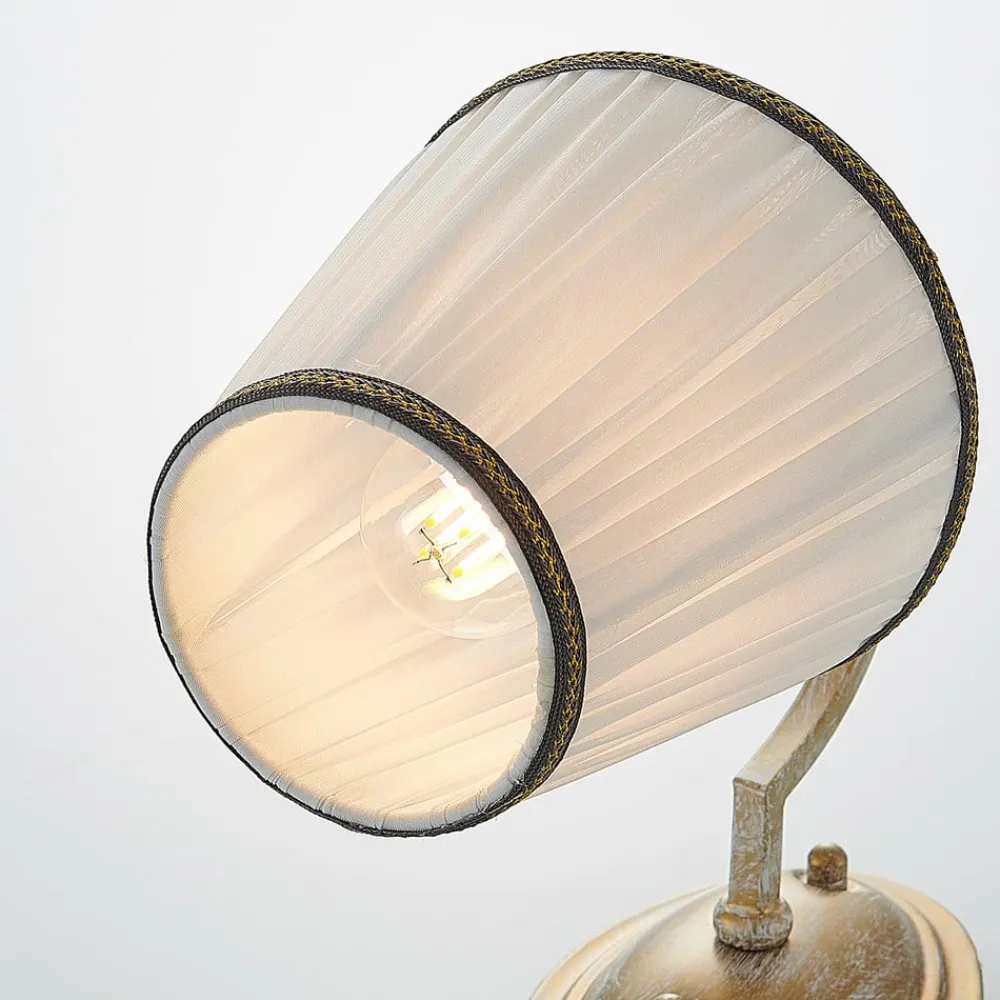 væglampe Lumiel, creme/messing, tekstil, 27 cm^Lindby Clearance