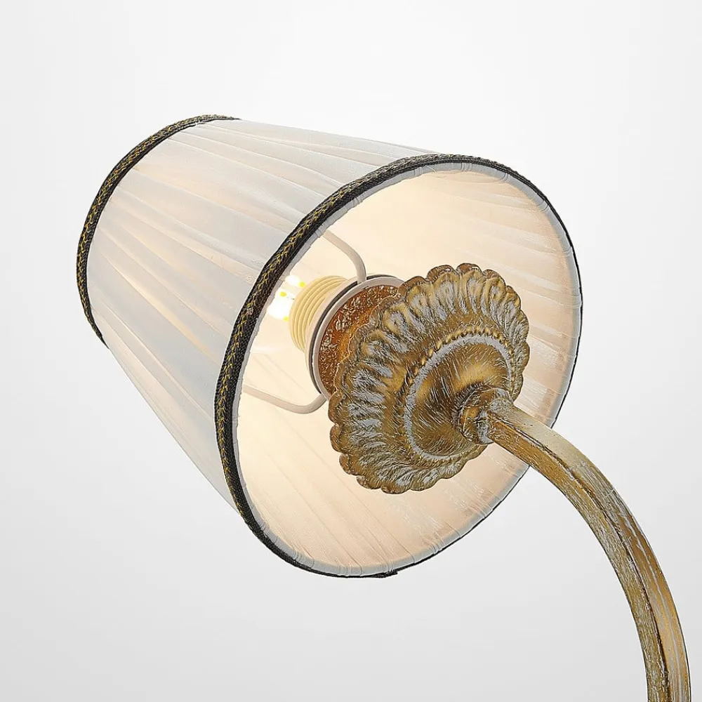 væglampe Lumiel, creme/messing, tekstil, 27 cm^Lindby Clearance