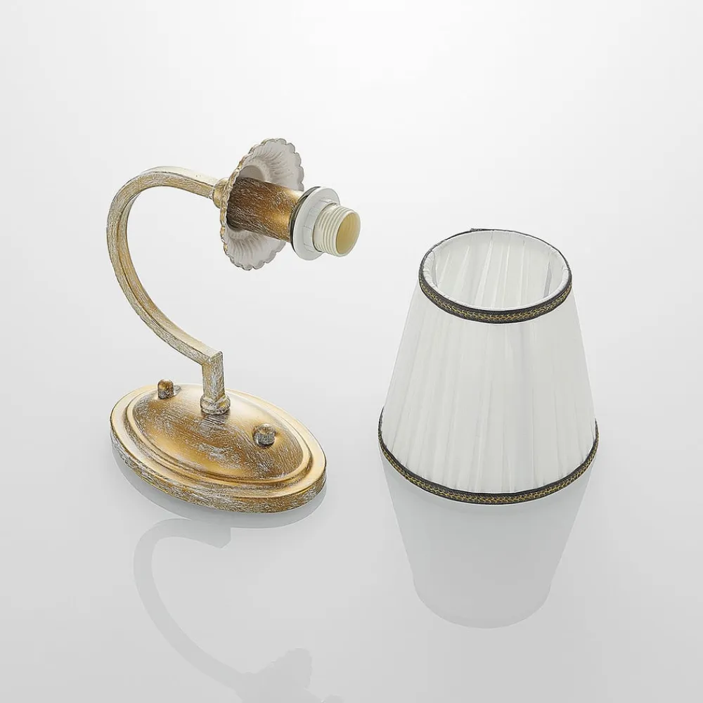 væglampe Lumiel, creme/messing, tekstil, 27 cm^Lindby Clearance