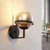 Lindby Pendellamper|Væglamper>væglampe Marinka, højde 20 cm, sort, røgfarvet glas