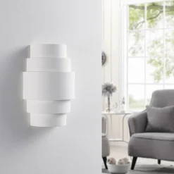 væglampe Marit, højde 30 cm, hvid, gips, E14^Lindby Discount