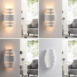 væglampe Marit, højde 30 cm, hvid, gips, E14^Lindby Discount