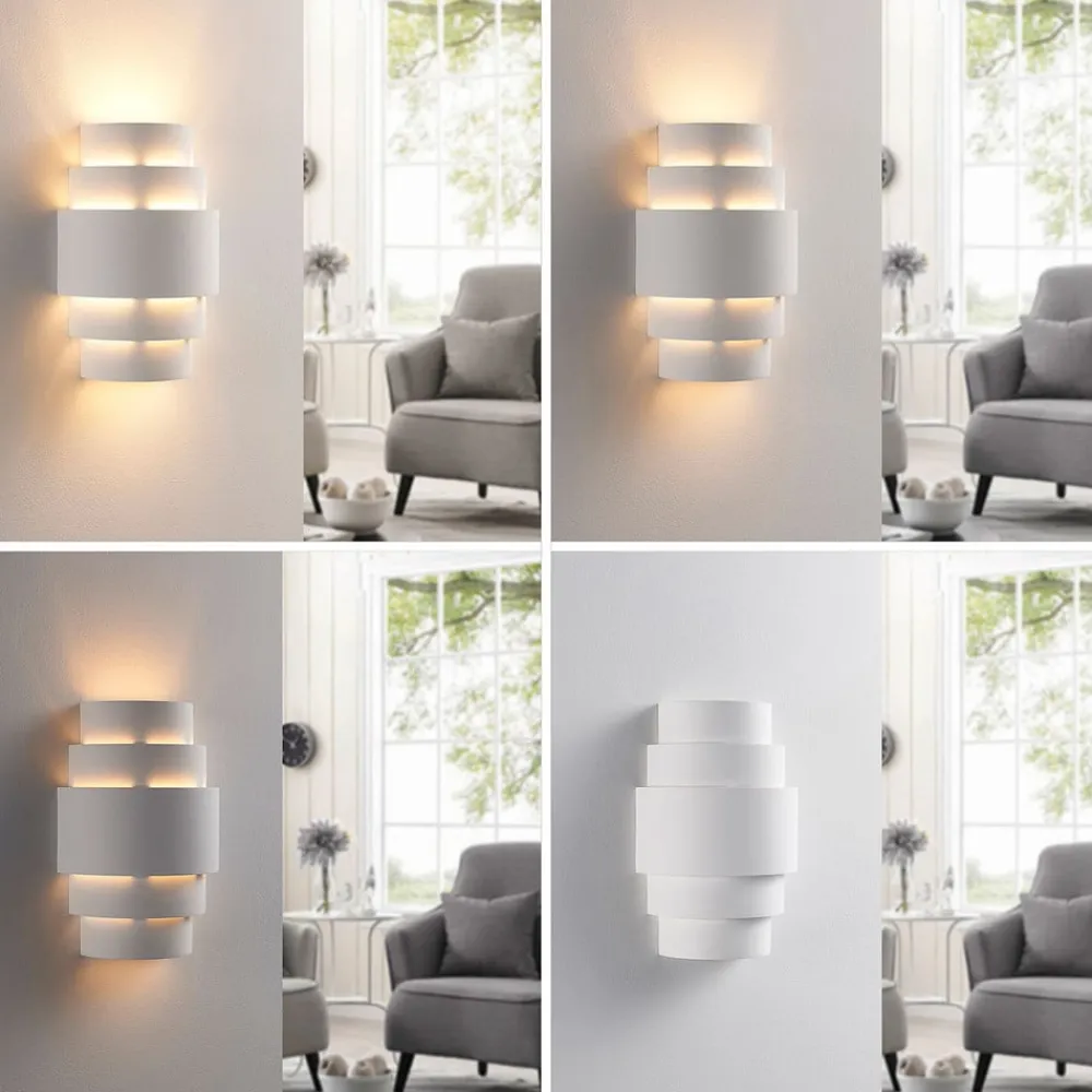 væglampe Marit, højde 30 cm, hvid, gips, E14^Lindby Discount