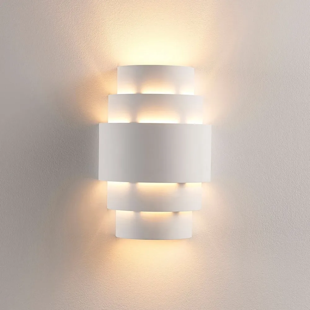 væglampe Marit, højde 30 cm, hvid, gips, E14^Lindby Discount