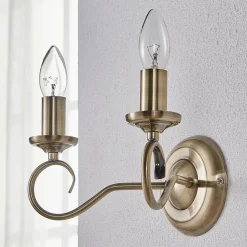 Lindby væglampe Marnia, antik messing, 2 lyskilder, 27 cm, E14