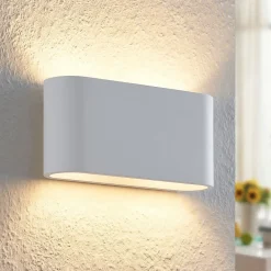 Lindby Væglamper|Væglamper>væglampe Mavora, afrundet, 25 cm, hvid, gips, G9