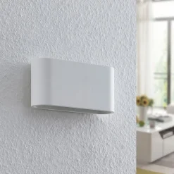 Lindby Væglamper|Væglamper>væglampe Mavora, afrundet, 25 cm, hvid, gips, G9