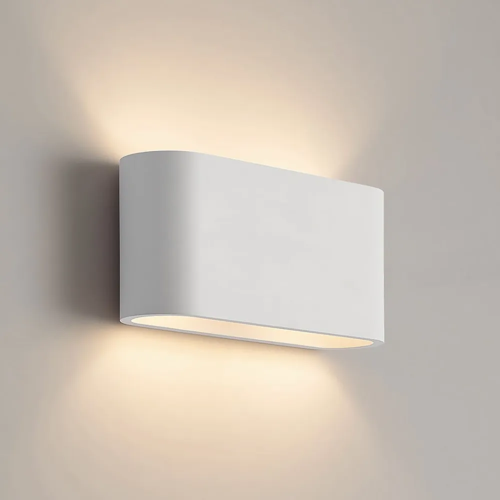 Lindby Væglamper|Væglamper>væglampe Mavora, afrundet, 25 cm, hvid, gips, G9