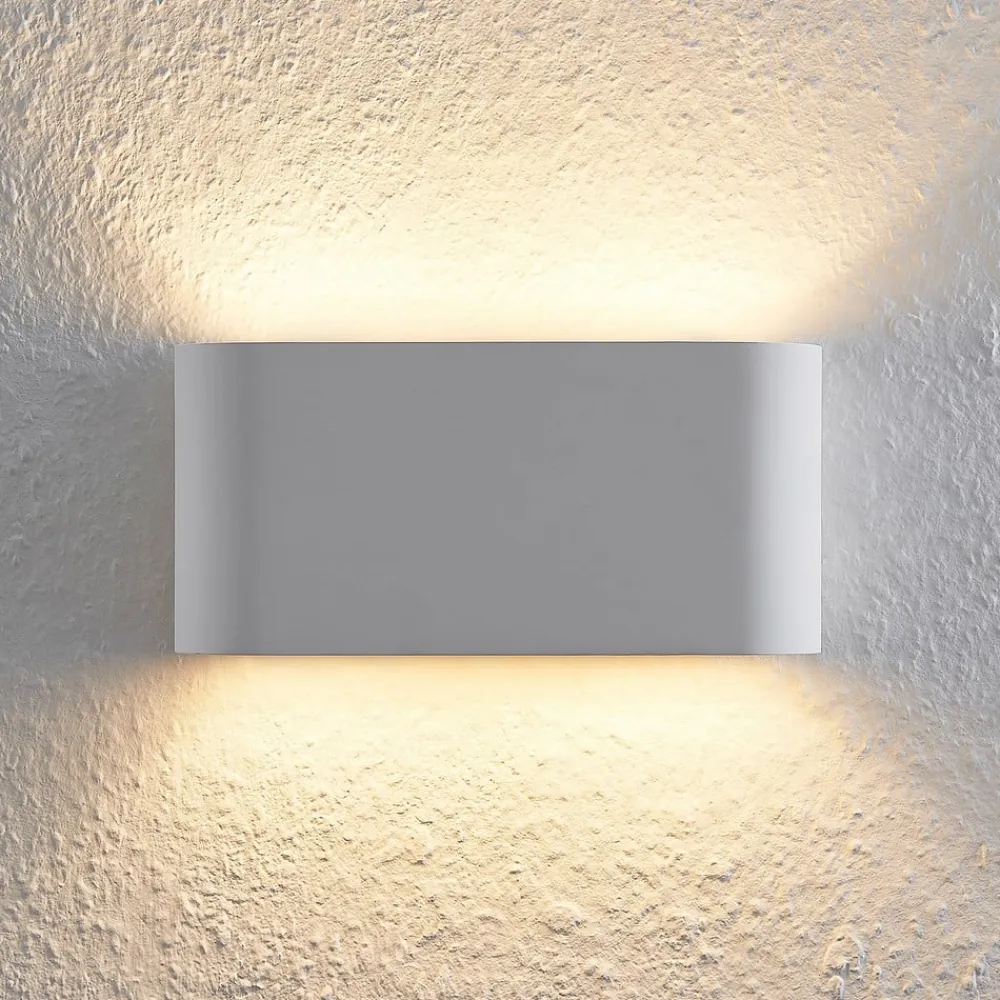 Lindby Væglamper|Væglamper>væglampe Mavora, afrundet, 25 cm, hvid, gips, G9