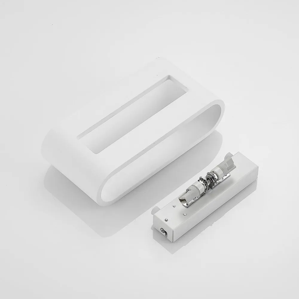 Lindby Væglamper|Væglamper>væglampe Mavora, afrundet, 25 cm, hvid, gips, G9