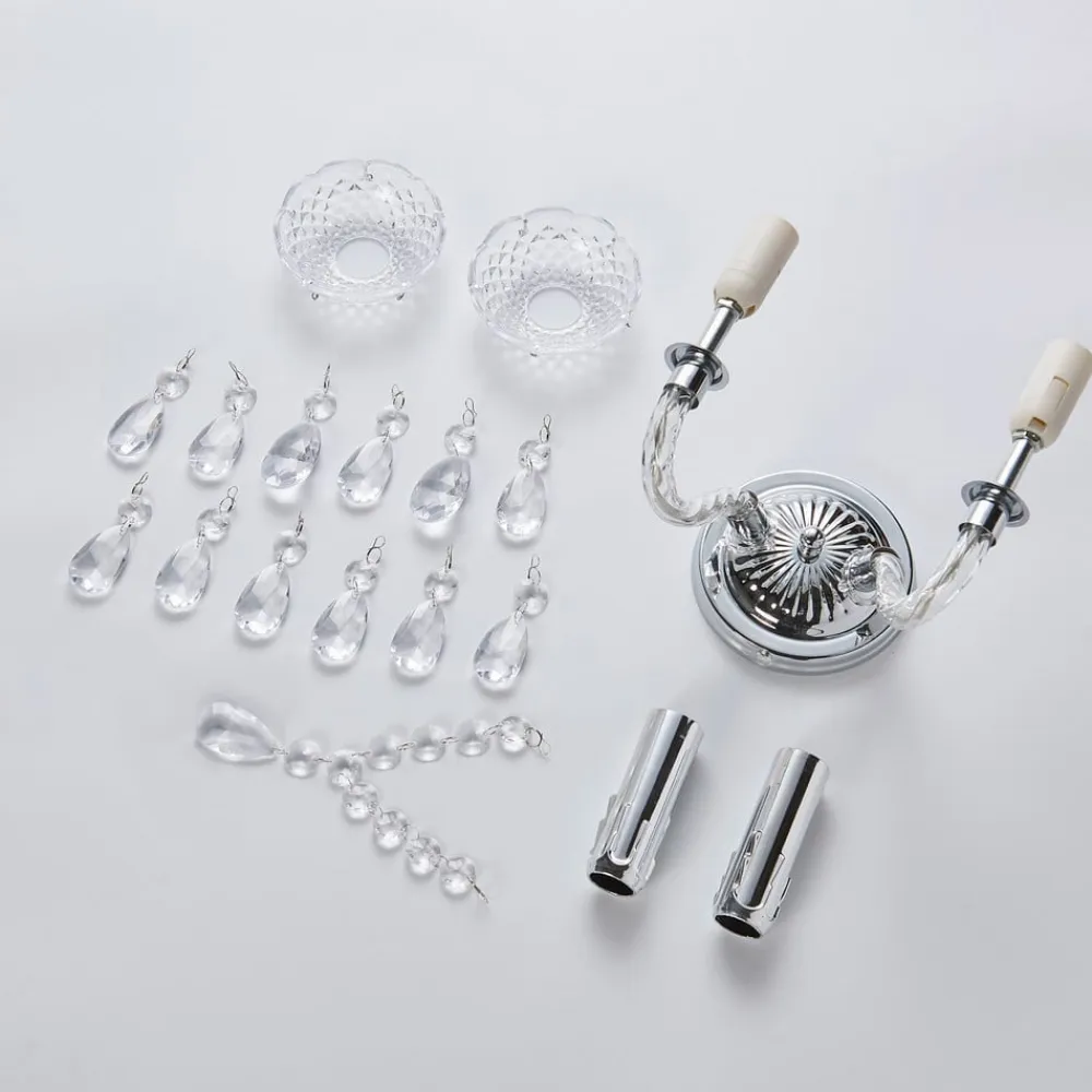 Lindby Væglamper>væglampe Merida, krom, metal, 2 lyskilder, højde 35 cm