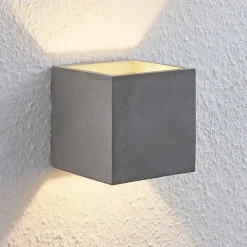 Lindby Væglamper|Væglamper>væglampe Nellie, grå, beton, 11,5 cm bred