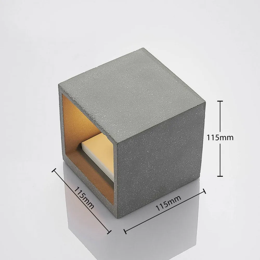 Lindby Væglamper|Væglamper>væglampe Nellie, grå, beton, 11,5 cm bred
