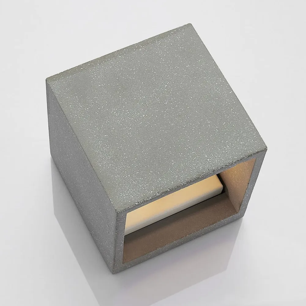 Lindby Væglamper|Væglamper>væglampe Nellie, grå, beton, 11,5 cm bred