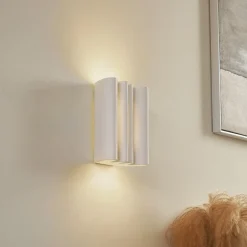 Lindby væglampe Novali, hvid, gips, op/ned, 26 cm, G9