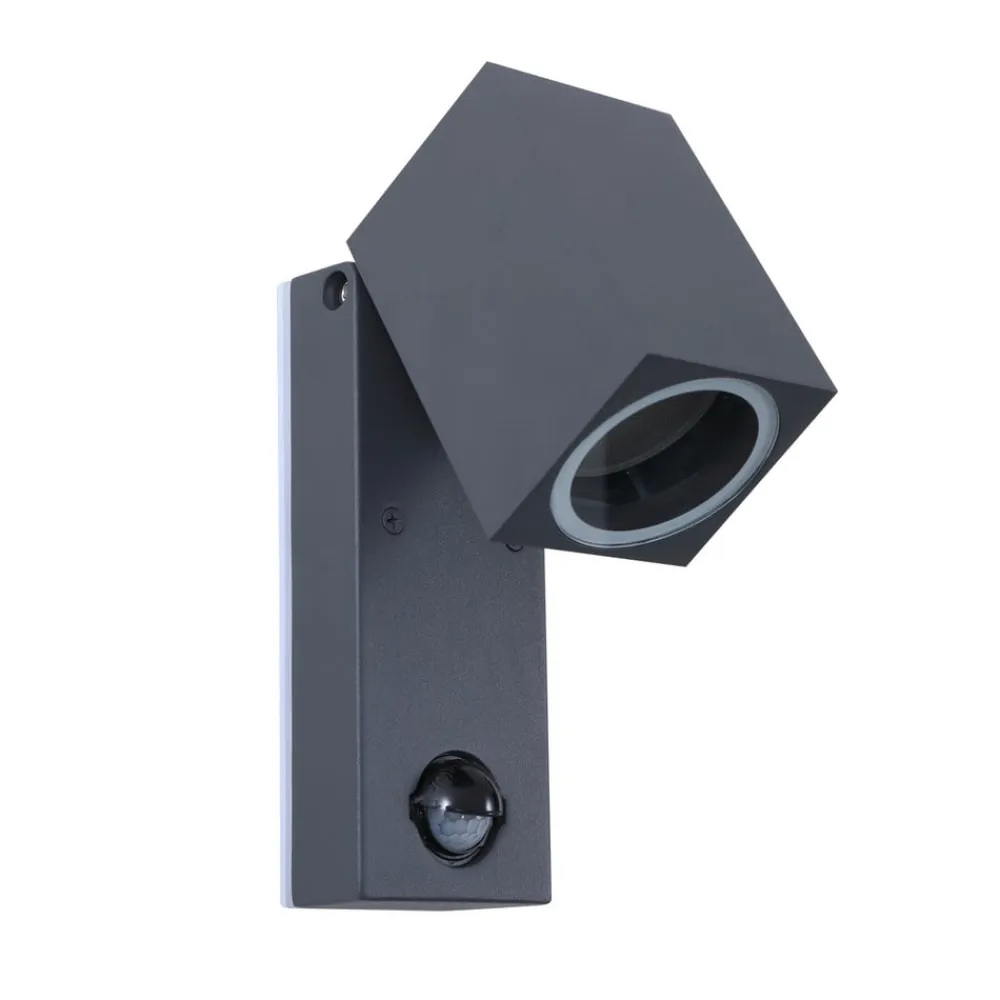 Lindby væglampe Othil, sensor, antracit, metal, IP44