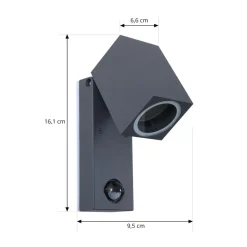 Lindby væglampe Othil, sensor, antracit, metal, IP44