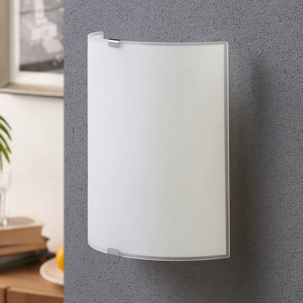 væglampe Phil, hvid, glas, højde 21 cm^Lindby Best