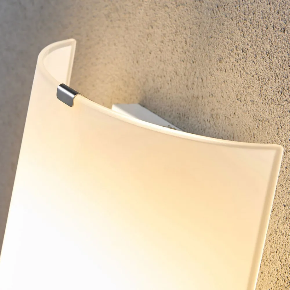 væglampe Phil, hvid, glas, højde 21 cm^Lindby Best