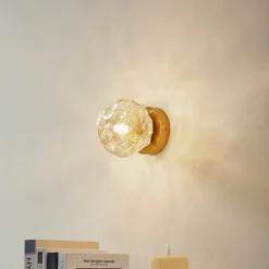 Lindby Væglamper>væglampe Piatra, rav/messing, glas, Ø 16 cm, G9