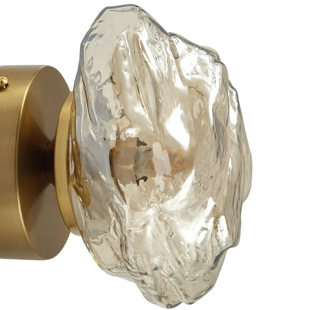 Lindby Væglamper>væglampe Piatra, rav/messing, glas, Ø 16 cm, G9