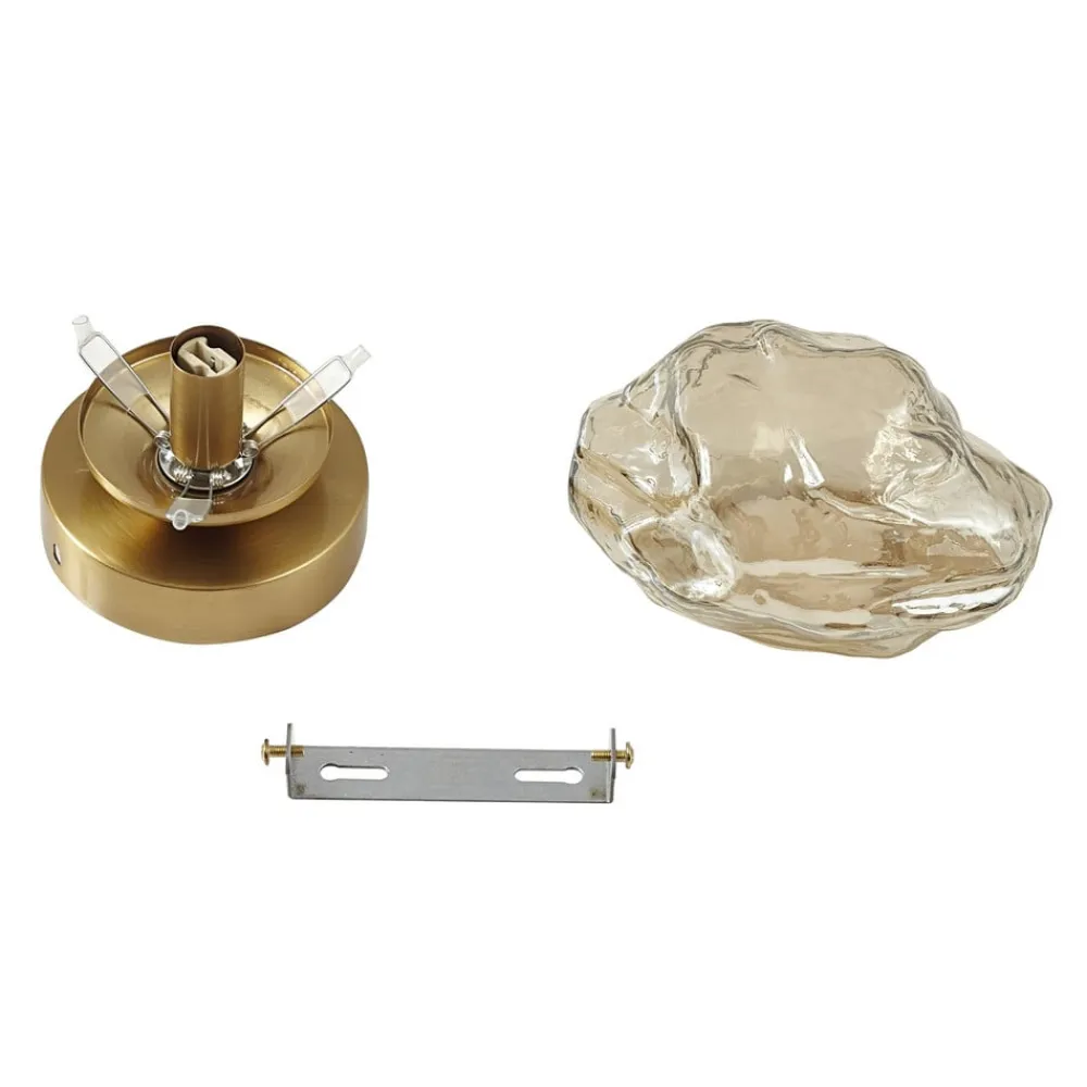 Lindby Væglamper>væglampe Piatra, rav/messing, glas, Ø 16 cm, G9