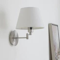 Lindby væglampe Pola, 30 cm, nikkel, udtrækkelig, tekstil