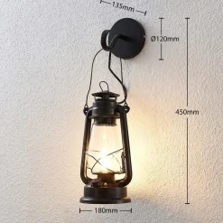 væglampe Raisa, rustfarvet, metal, lygte, E14^Lindby Online