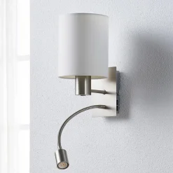 væglampe Shajan, 29 cm, tekstil, E27, LED-læselampe^Lindby Discount