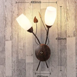 Lindby væglampe Stefania, sort/guld, glas, E14, 42,5 cm