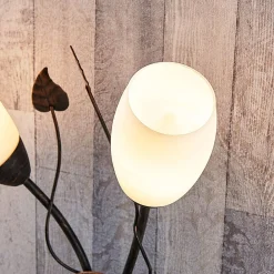 Lindby væglampe Stefania, sort/guld, glas, E14, 42,5 cm