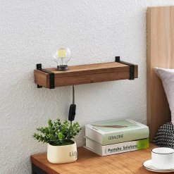 væglampe Sverina, 40 cm, træ, stik, E27^Lindby New