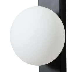 Lindby væglampe Tavrik, sort/hvid, højde 30 cm, glas