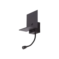 Lindby væglampe Thorid, sort, USB, LED-læselampe, G9