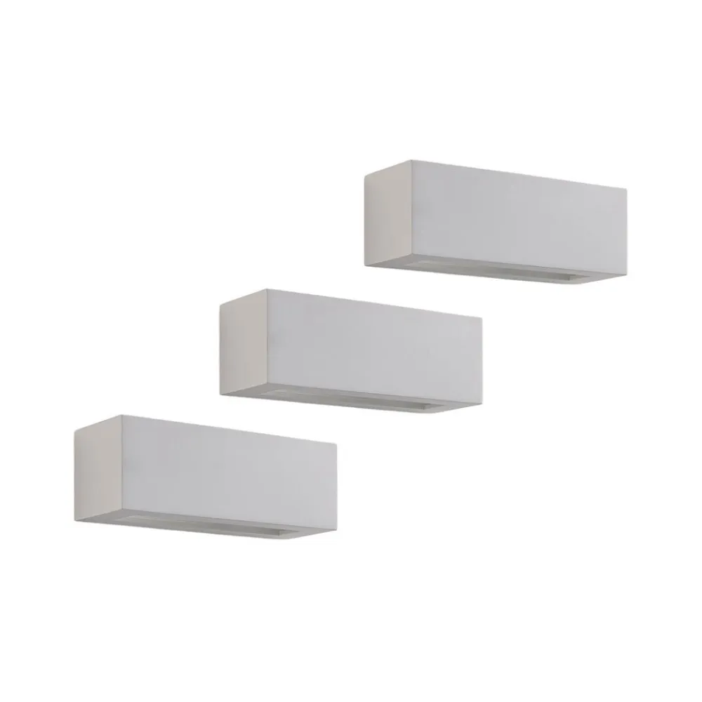 Lindby væglampe Tjada, 22 cm, hvid, gips, G9, kan males, 3 stk