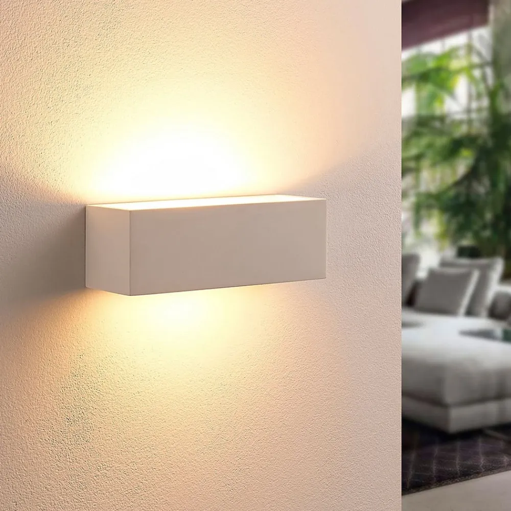 Lindby væglampe Tjada, 22 cm, hvid, gips, G9, kan males, 3 stk