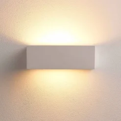 Lindby væglampe Tjada, 22 cm, hvid, gips, G9, kan males, 3 stk