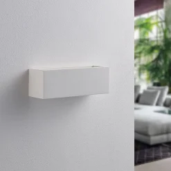 Lindby Gang|Pendellamper>væglampe Tjada, 22 cm, hvid, gips, G9, kan males