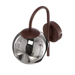 Lindby væglampe Valentina, E14, røggrå, glas, 28,6 cm