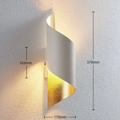 væglampe Vanni, hvid/guld, metal, højde 52 cm^Lindby Outlet